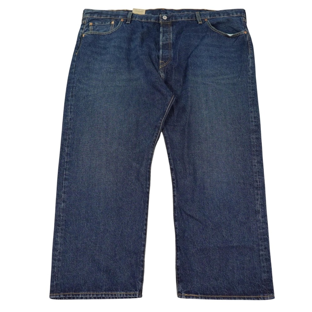 Levi's 501 Original Jeans Men 50x29 Dark Wash Blue Straight Leg Cotton‎ Denim